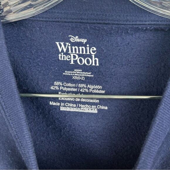 Disney Winnie the Pooh Navy Sweatshirt Chenille Lettering Vinyl Graphic XS 0-2 - Picture 8 of 16